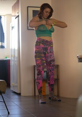 Perverted guy takes pictures of the adorable stepsister putting on the clothes