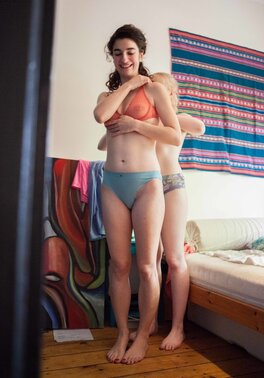 Amateur chicks getting ready to go out after girl-on-girl session