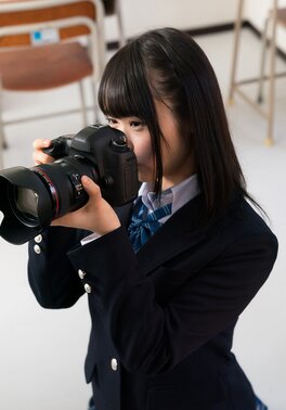 Oriental babe with a big camera gives a blowjob and obtains all the cum in mouth
