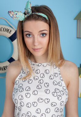 Girl with balloons Nessa H flaunts small fun parts including smooth muff