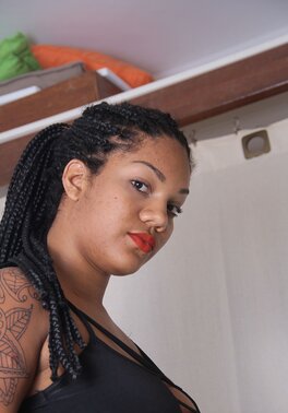 Lascivious Mulatto chick wears very obscene outfit and even more she takes it off