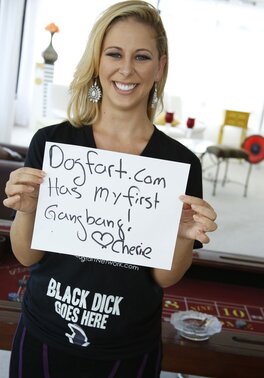 Blonde MILF in stockings takes part in her first ever interracial gangbang