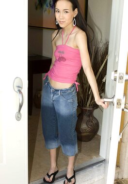 Oriental chick meets her black stepbrother from college and gets drilled
