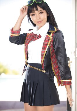 Sexy sweetie doffs sexy schoolgirl uniform to reveal her slim naked body