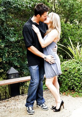 Gorgeous blonde and her handsome man get naked and have sex in the garden