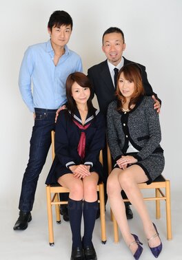 Horny Japanese bitches pose for photographer naked with stepfather and stepson