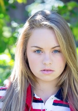Student chick Madison Chandler playfully shows off tits, pussy, and butt outside