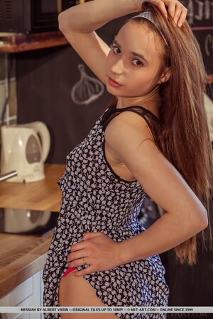 Sweet cappuccino cools down while beautiful teen does a strip on the chair
