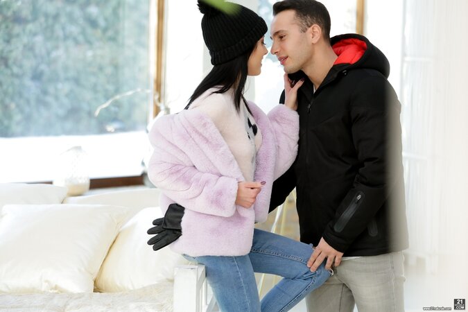 Young couple enters home and has anal sex after romantic autumn walk