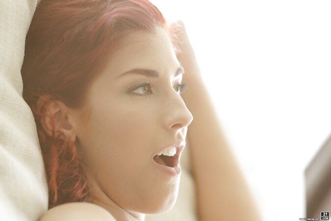Slender redhead carefully penetrated with boyfriend's dick in amazing poses
