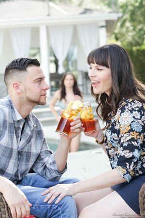 Lecherous woman flirts with stepdaughter's boyfriend right in front of girl