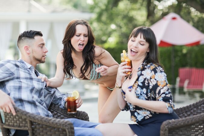 Lecherous woman flirts with stepdaughter's boyfriend right in front of girl