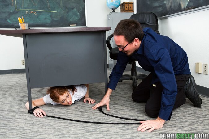 Ginger loves boyfriend by teacher has much fatter dick sneaking into her