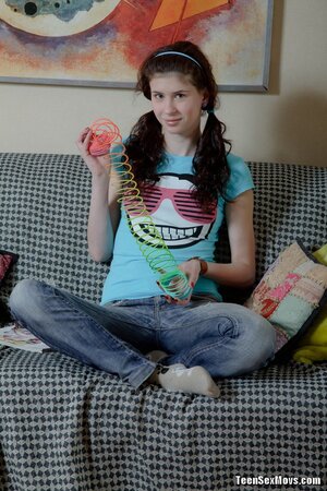 Horny Russian teen sucks cock and gets fucked in the living room