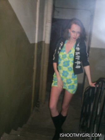Brave lovers finds empty porch ideal for spontaneous and quick lovemaking