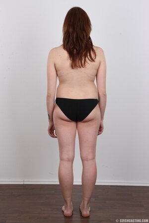 Love with red hair leaves panties on exposing heavy melons that make her slouch