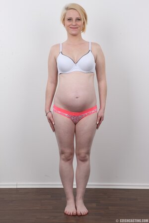 Pregnant Czech blonde earns on living by posing naked in model agency