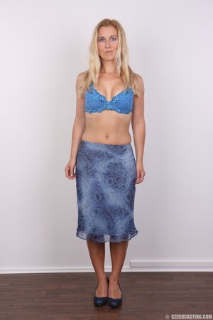 Female in lacy blue underwear wants to publish small boobs and bald cherry