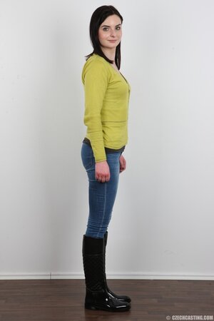 Teen girl Julie works the first day and doesn't know it's forbidden to be clothed