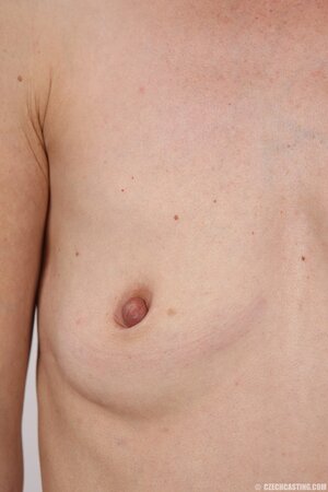 Photographer has never seen before such small boobs as blonde shows off