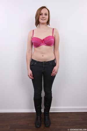 Czech girl Alexis Crystal gets naked exposing small boobies and shaved hole