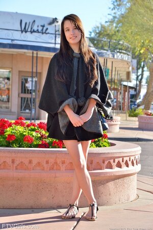 Sunny weather motivates brave gal Pamela Aeris to flash curves in public places