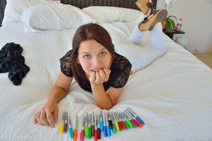 Posh female doesn't know how but she has to shove all these things in her cherry