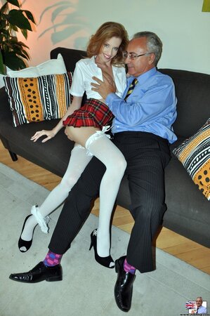 Old boy has a naked hottie in his arms so he won't fail to fool around
