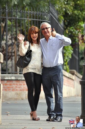 Spicy diva agreed to follow old guy and pose for him to make man happy
