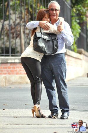 Spicy diva agreed to follow old guy and pose for him to make man happy