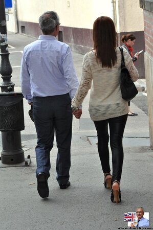 Spicy diva agreed to follow old guy and pose for him to make man happy