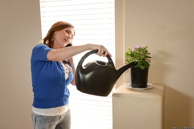 Maid finds a secret room in employer's home and enjoys its environment