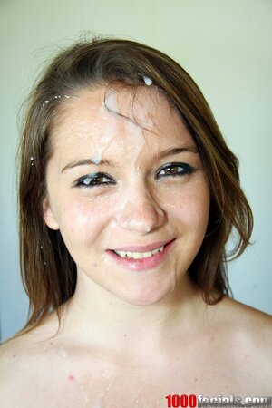 After blowjob guy takes pictures of girl whose face is covered with sperm