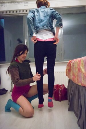 Lezzy with pigtails and girlfriend are possessors of nice hairy pussies