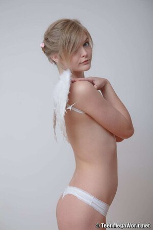 Stripping with white wings behind back is an integral part of hussy's day off