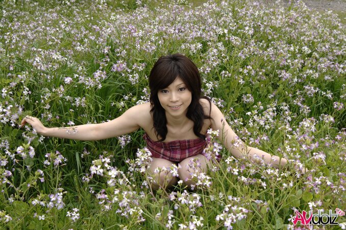 Japanese lady in checkered dress wears white panties that guys will see a lil bit