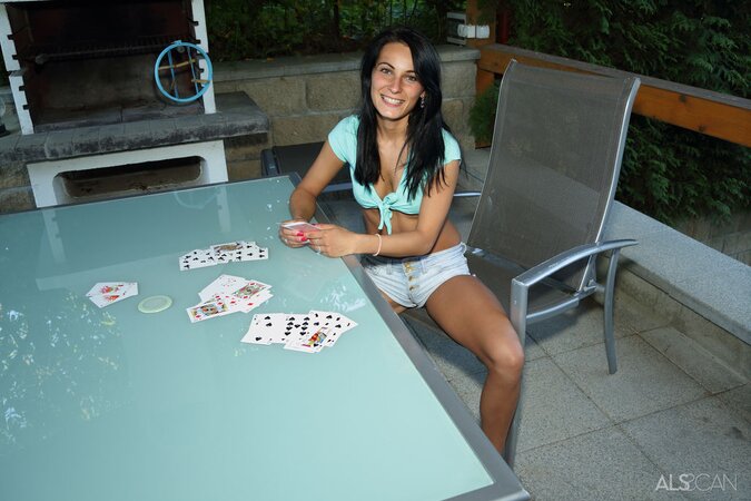 Czech girl Lexi Dona lost card game and allowed winner to play with her pussy