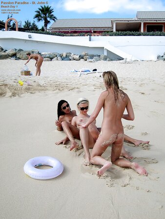 Group of young slutty girls pose absolutely naked on the beach with no shame