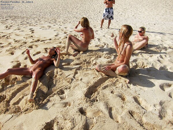 Group of young slutty girls pose absolutely naked on the beach with no shame