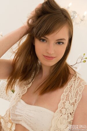 Inventive college girl with wonderful chest earns money posing naked
