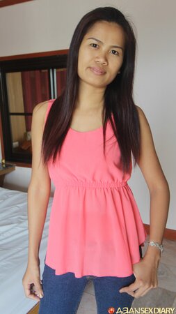 Oriental minx is rammed in her hairy snatch on white bedsheets and gets facialized