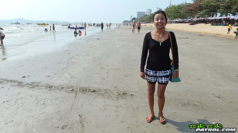 Walk on the beach ends for exotic teen and stranger with nice sex at his place