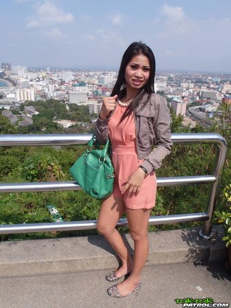 One cocktail and enticing Thai chick agrees to show guy her perky tits
