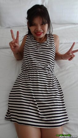 Exotic teen Nana takes off stripped dress and gets drilled into all holes
