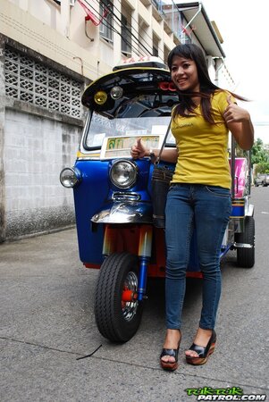 Naughty Eastern girl in yellow T-shirt and jeans finds a guy who pays for posing