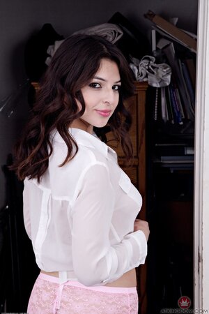 Teen Latina loves her job that takes her to strip and masturbate with vibrator