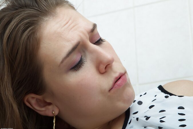 Russian macho fucks young woman in the bathroom and erupts sperm on face