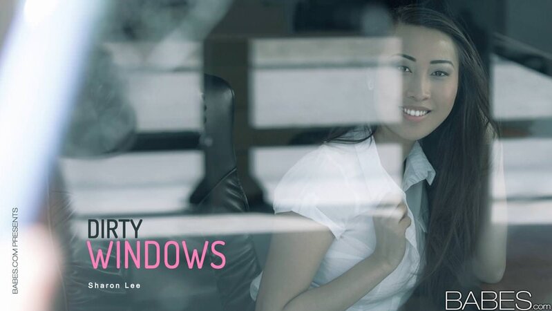 Dirty windows lead to sex of cleaner and staggering Asian office girl