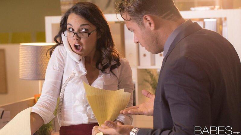 Nerdy office chick drilled by hung colleague and left with cum on tits