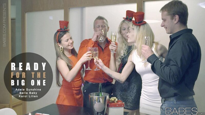 Lecher with alluring shapes wears fancy red hats and trust friends with pussies